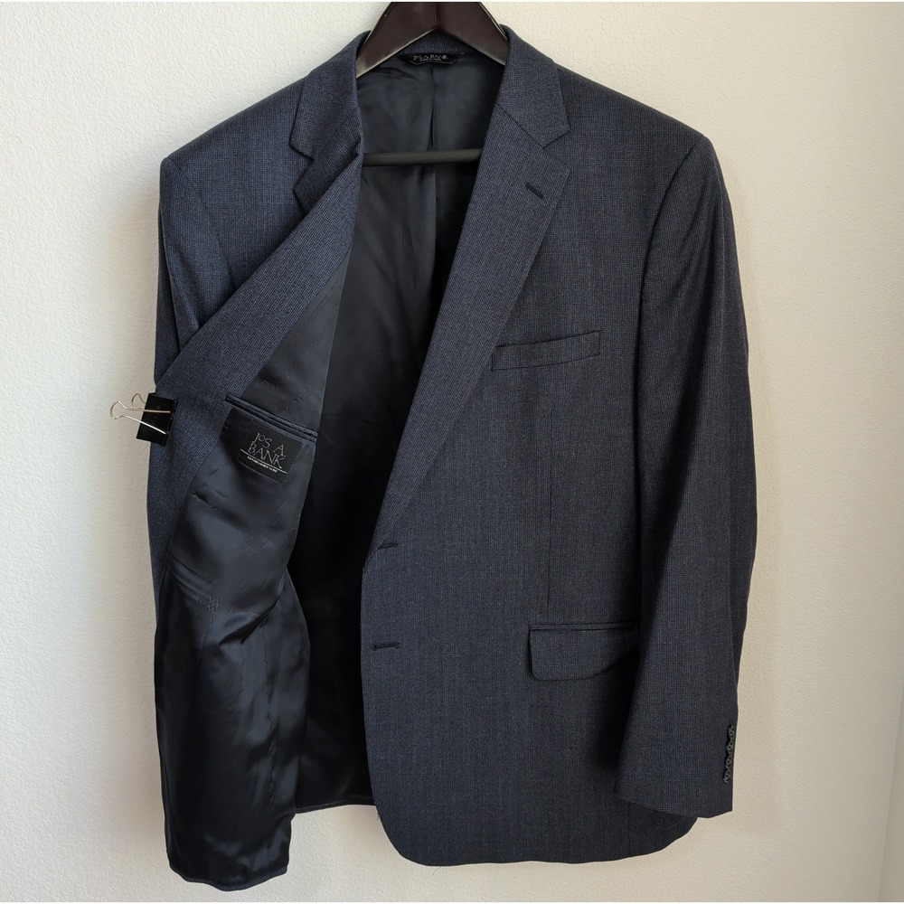 Jos A Bank Big & Tall Blazer Sport Coat 54L Wool Cashmere Charcoal Grey Check - Picture 1 of 10